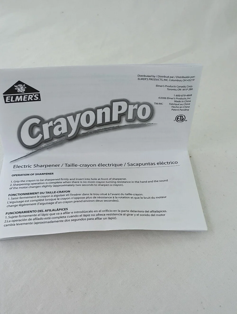 Elmer’s CrayonPro Electric Sharpener 2006 TESTED